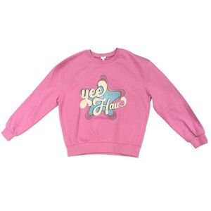 12PM Women’s pink sweatshirt with cowboy design size small NWOT